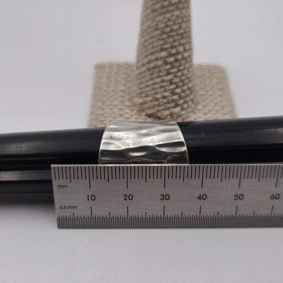 Size 9.75 Sterling Silver Wide Unique Pattern Heavy Ring A1988 - Picture 7 of 8